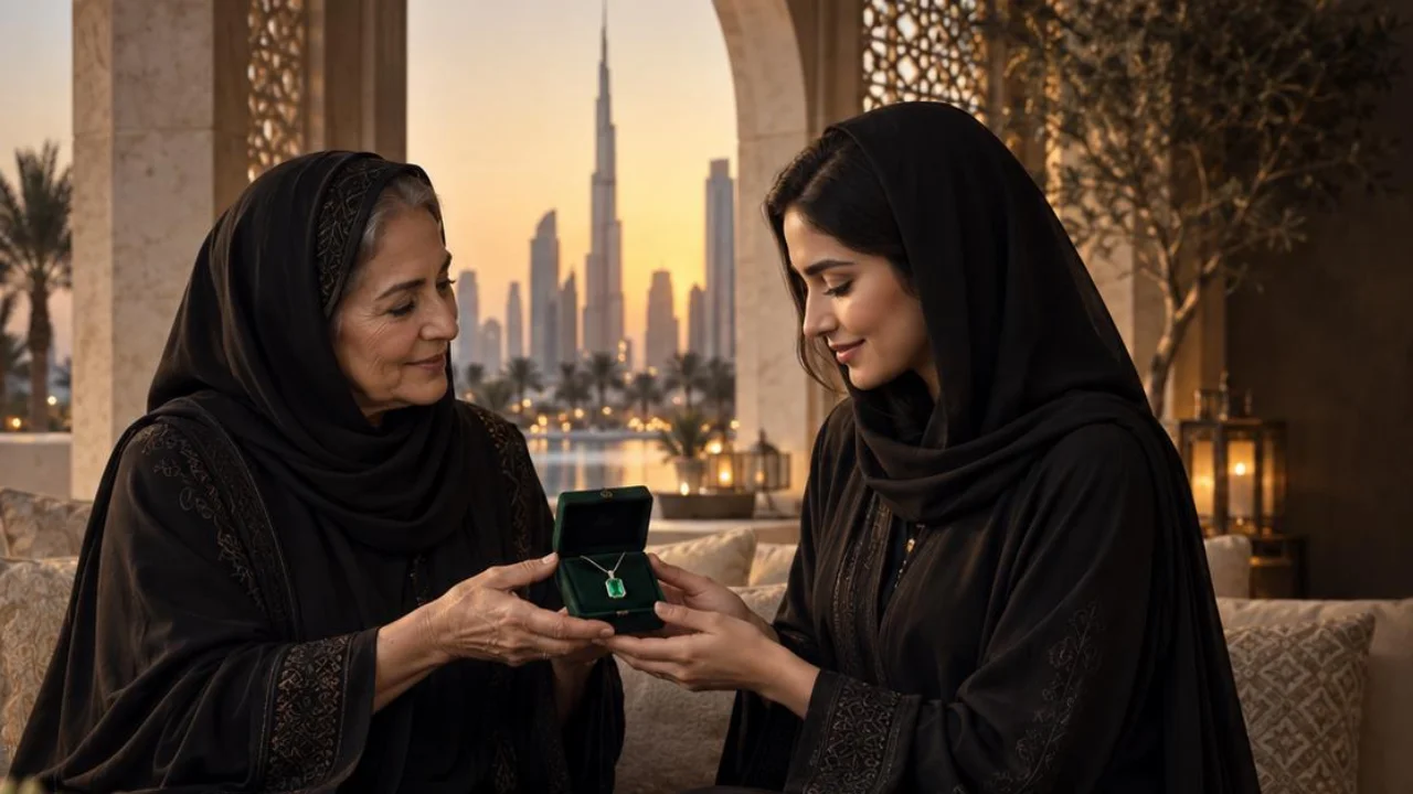 An emerald pendant gifted between generations, Dubai
